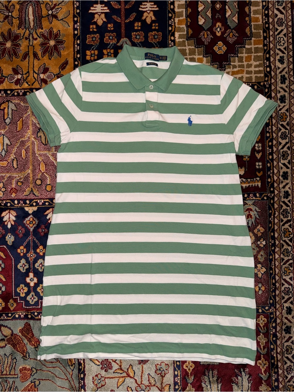 Polo by Ralph Lauren Sage Green & White Striped Polo